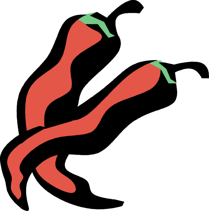 Vector Illustration of Red Cayenne Peppers