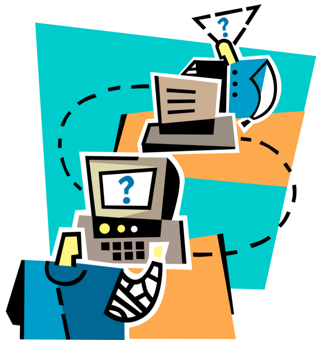 Vector Illustration of Computer Networking Interface Failure Creates Confusion