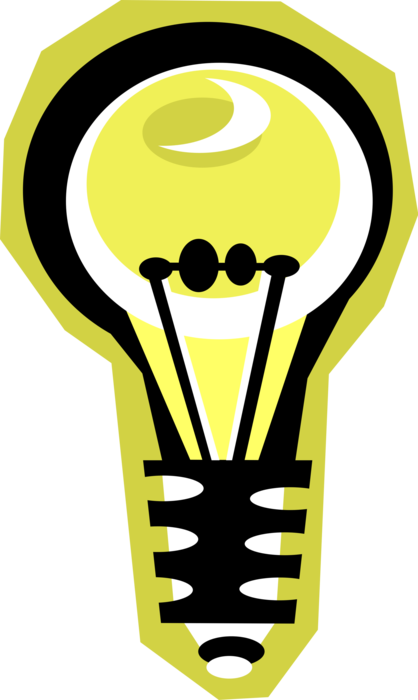 Vector Illustration of Electric Light Bulb Symbol of Invention, Innovation, Inspiration and Good Ideas