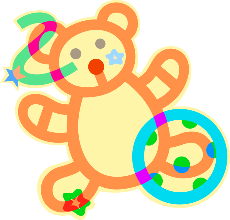 Vector Illustration of Child's Stuffed Animal Teddy Bear Play Toy