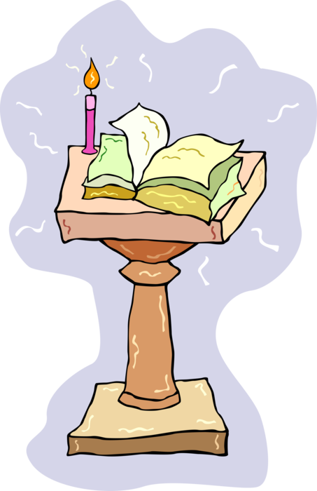 Vector Illustration of Holy Bible Book Product of Divine Inspiration in Judaism and Christianity on Podium