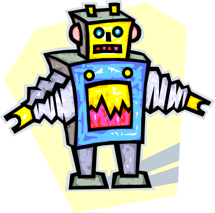 Vector Illustration of Child's Mechanical Toy Robot