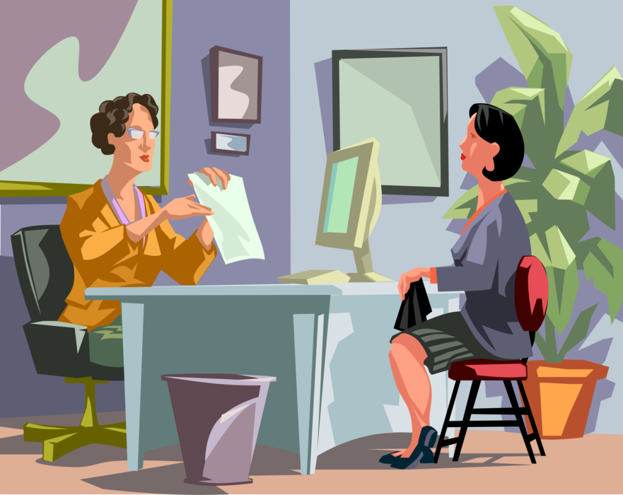 Vector Illustration of Human Resources Job Interview with Employment Candidate