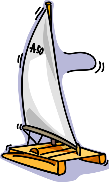 Vector Illustration of Catamaran Multi-Hulled Watercraft Sailing Vessel