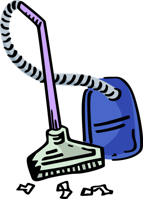 Vector Illustration of Vacuum Cleaner Uses Centrifugal Fan to Suck Up Dust and Dirt