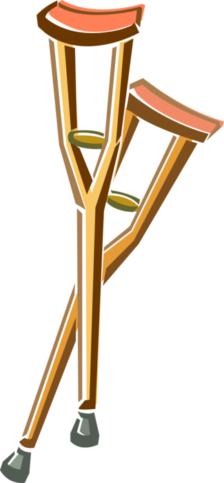 Vector Illustration of Crutch Mobility Aid for Accident Victims and Disabled People Needing Balance or Stability