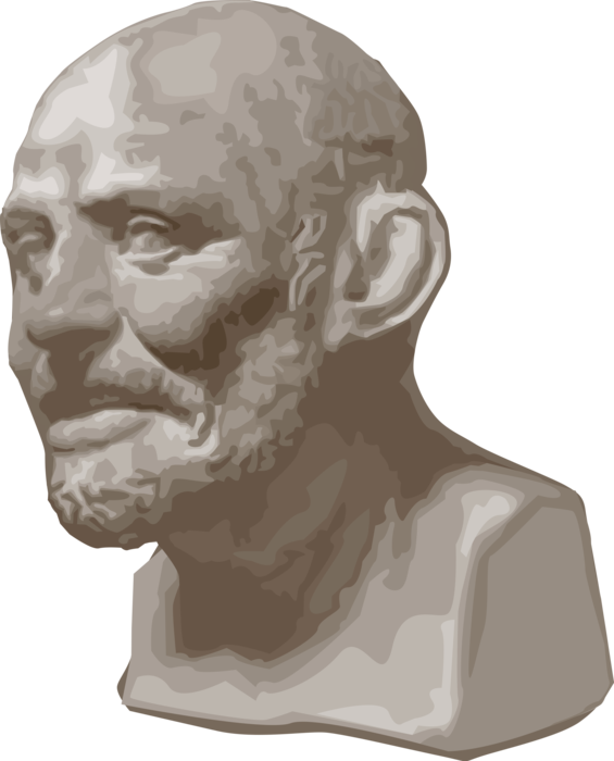 Vector Illustration of Democritus Ancient Greek Pre-Socratic Philosopher Formed Atomic Theory of the Universe