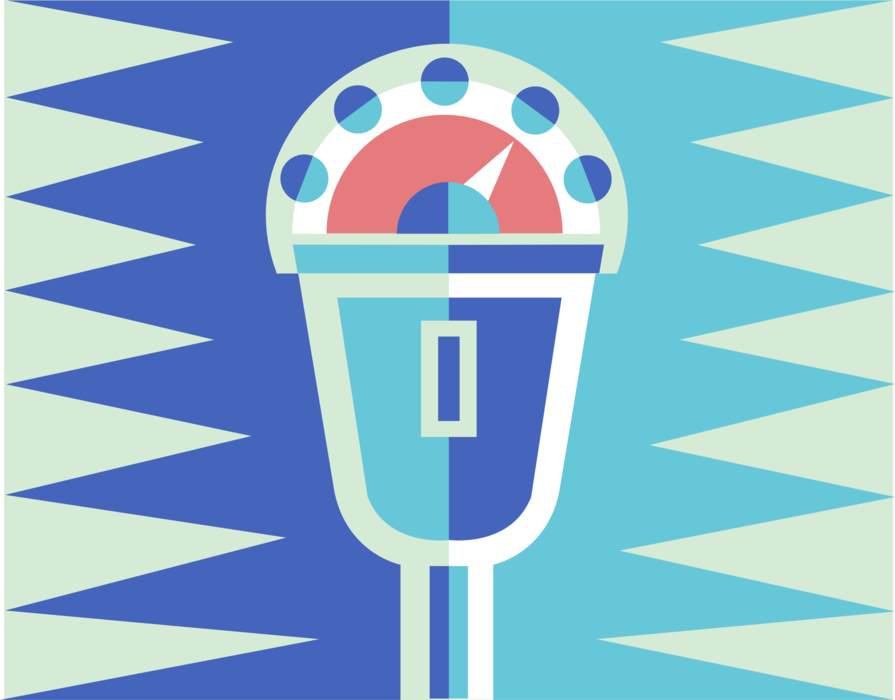 Vector Illustration of Parking Meter used to Collect Money in Exchange for Right to Park Vehicle