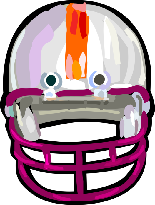 Vector Illustration of Sport of Football Helmet Protects Player's Head from Injury