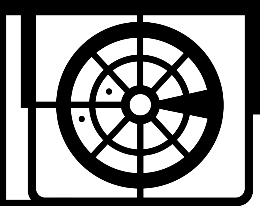 Vector Illustration of Air Traffic Control Radar Object Detection System Uses Radio Waves to Determine Range