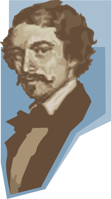 Vector Illustration of Johan Strauss, Austrian Composer of Dance Music Waltzes, Polkas, Quadrilles