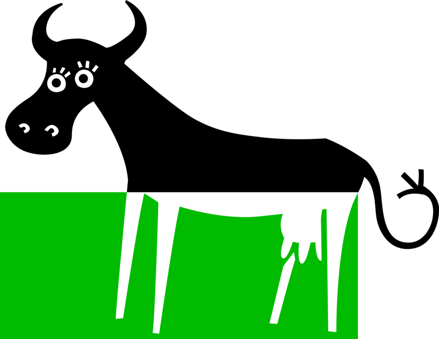 Vector Illustration of Dairy Farm Milk Cow