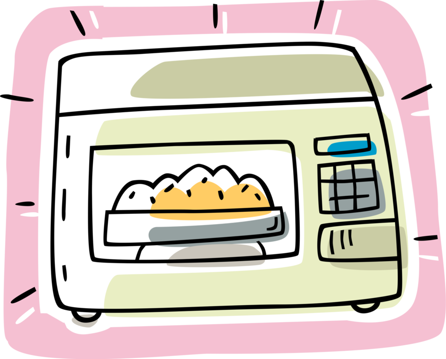 Vector Illustration of Small Kitchen Appliance Microwave Oven