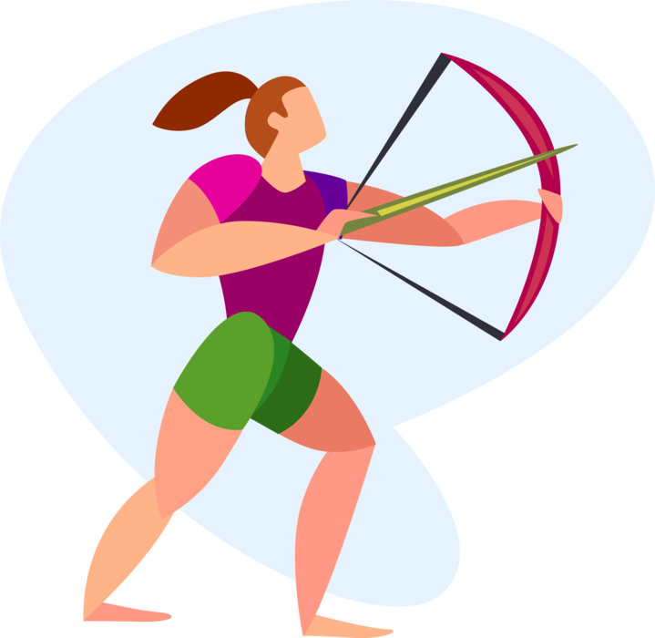 Vector Illustration of Archer with Archery Bow and Arrow