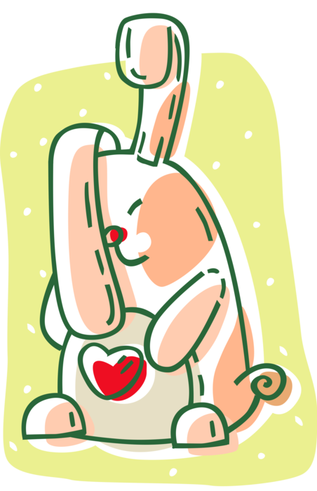 Vector Illustration of Small Mammal Rabbit Bunny with Love Heart