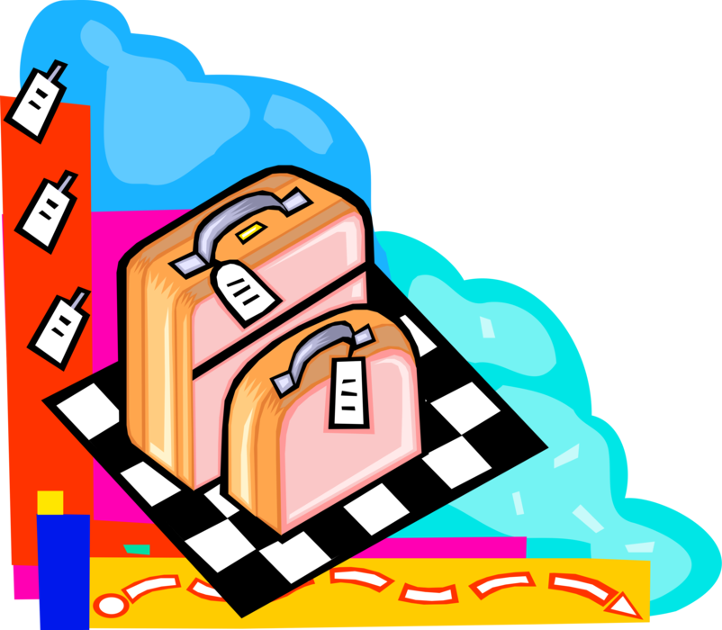 Vector Illustration of Traveler's Baggage or Luggage Suitcase