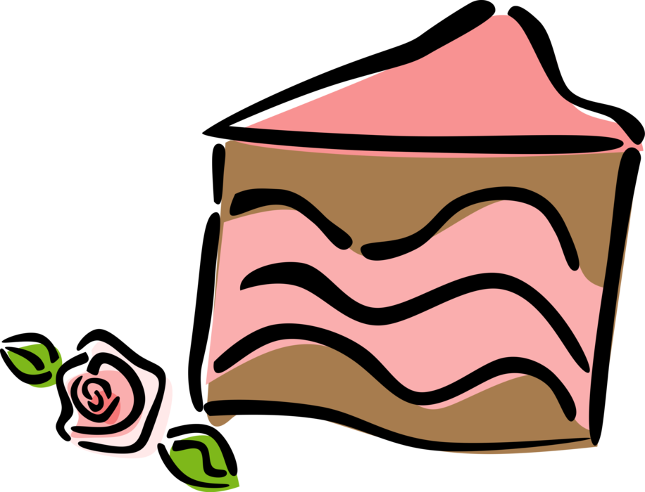 Vector Illustration of Dessert Cake with Rose Icing
