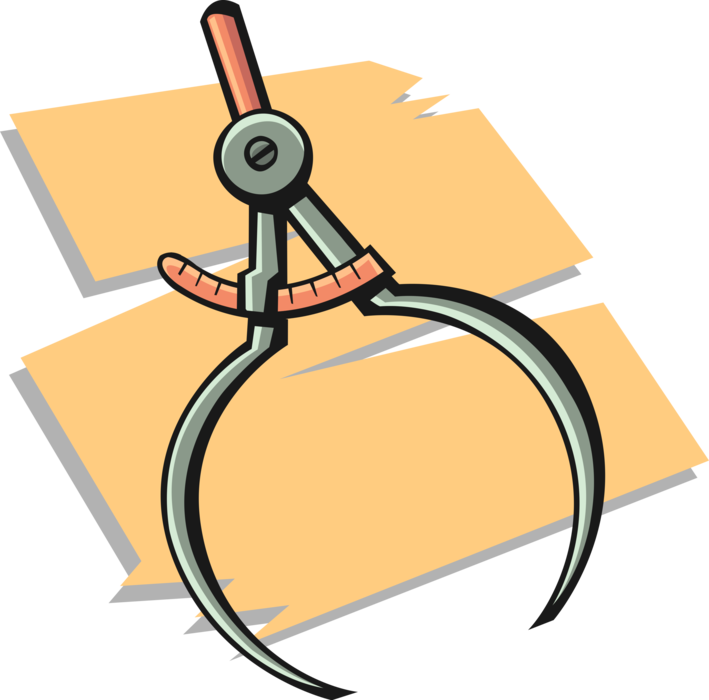 Vector Illustration of Calipers or Calliper Device Measures the Distance Between Two Opposite Sides of Object