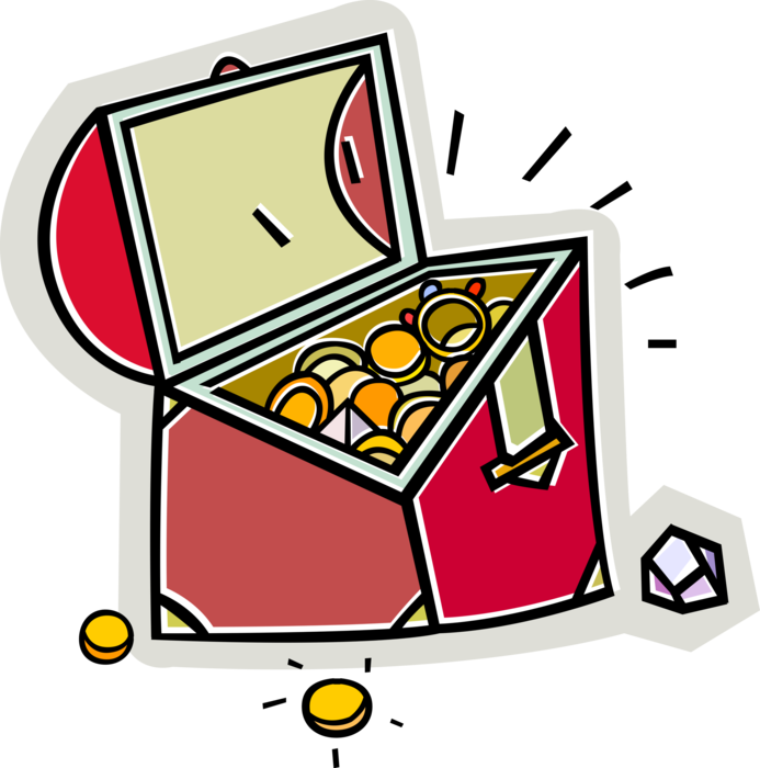 Vector Illustration of Buccaneer Pirate's Treasure Chest Holds Wealth and Great Riches