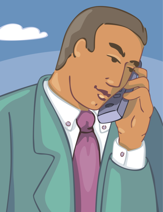 Vector Illustration of Businessman Talking on Mobile Smartphone Phone