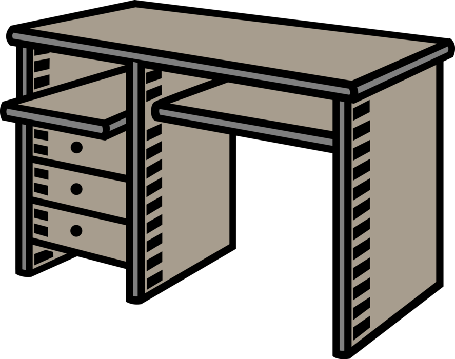 Vector Illustration of Computer Desk Furniture