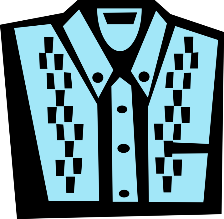 Vector Illustration of Clothing Garment Dress Shirt with Collar, Sleeves and Cuffs