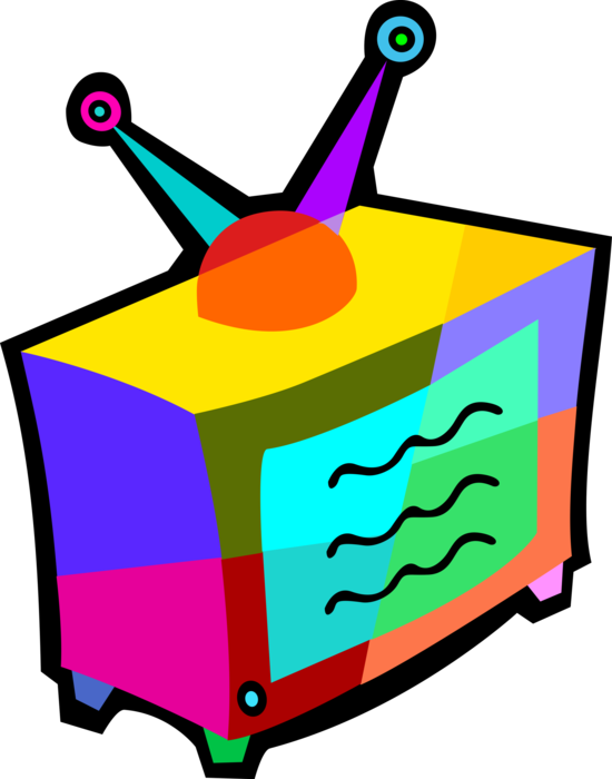 Vector Illustration of Television or TV Set Mass Medium, for Entertainment, Education, News, and Advertising