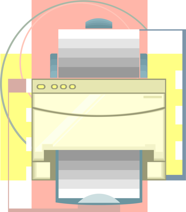Vector Illustration of Computer Printer Peripheral Document Printing Device