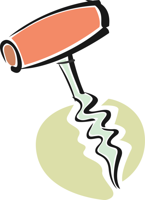 Vector Illustration of Corkscrew Tool Removes Corks from Wine Bottles