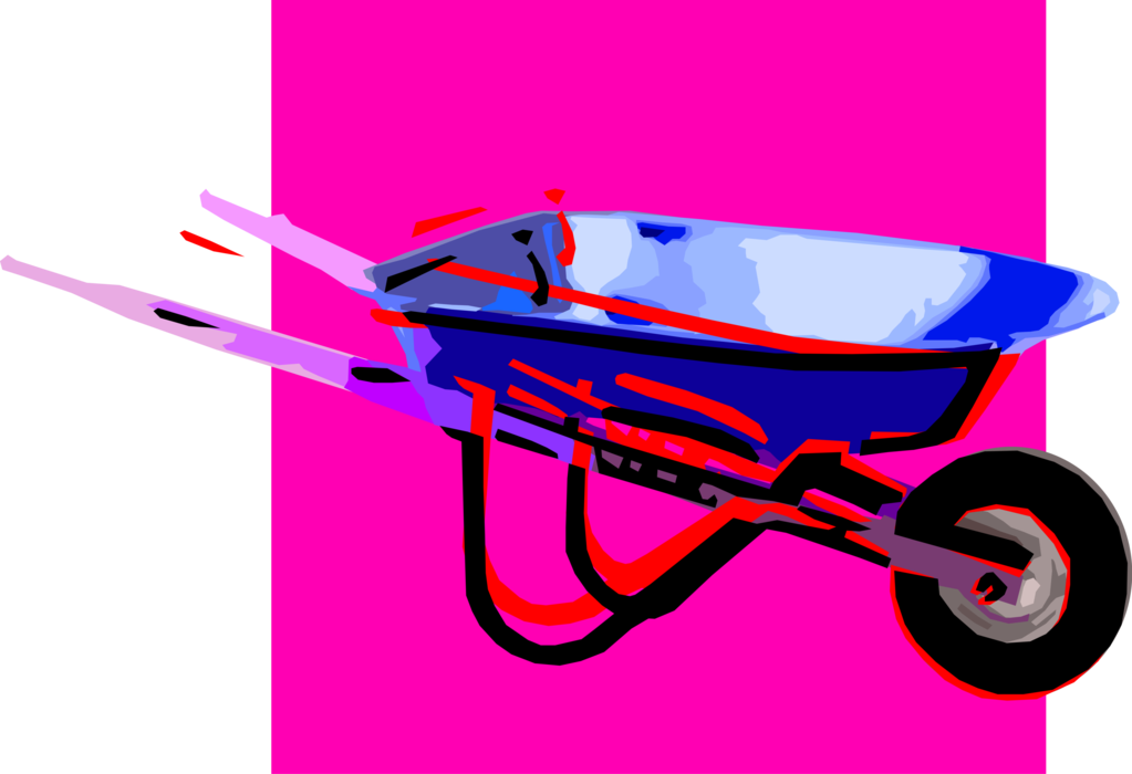 Vector Illustration of Hand-Propelled Wheelbarrow for Carrying Loads