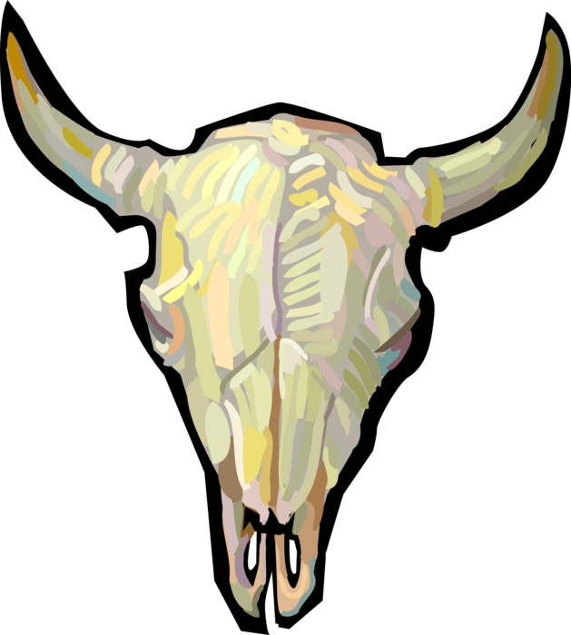 Vector Illustration of Animals Skeleton Bull Skull