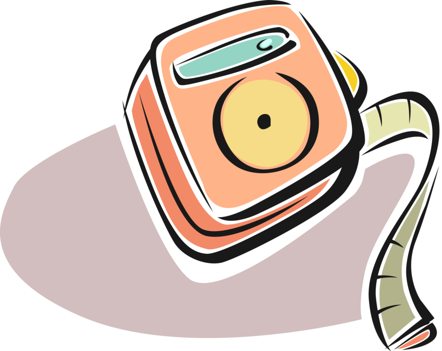 Vector Illustration of Tape Measure or Measuring Tape Flexible Ruler with Linear-Measurement Markings