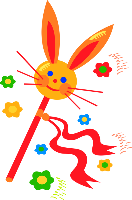 Vector Illustration of Pascha Easter Bunny Rabbit Toy