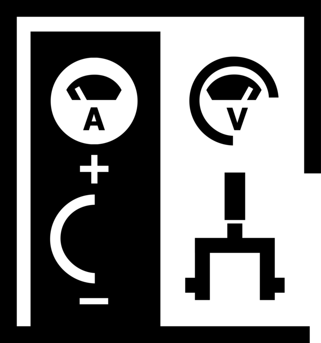 Vector Illustration of Electric Current Energy Switch with Amperage and Voltage Meters