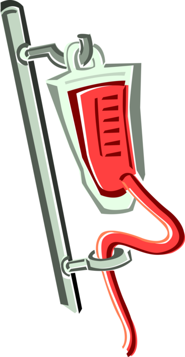 Vector Illustration of Medical Intravenous Therapy Blood Plasma Transfusion, IV Drip