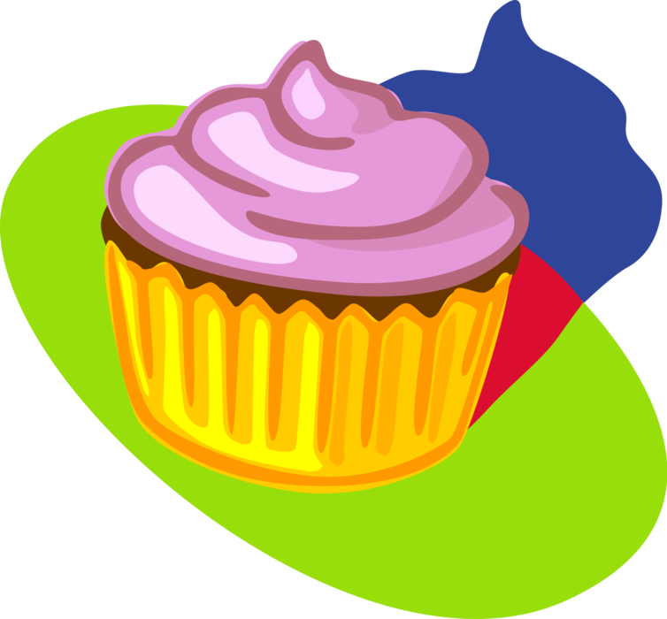 Vector Illustration of Sweet Dessert Baked Cupcake