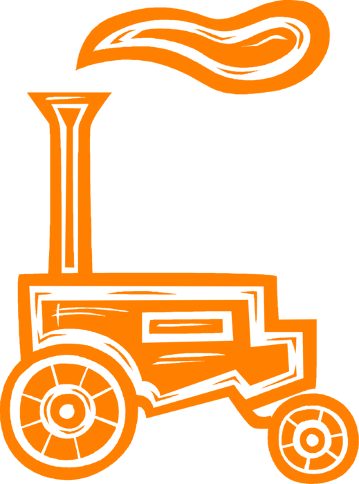 Vector Illustration of Antique Farming and Agriculture Equipment Farm Tractor