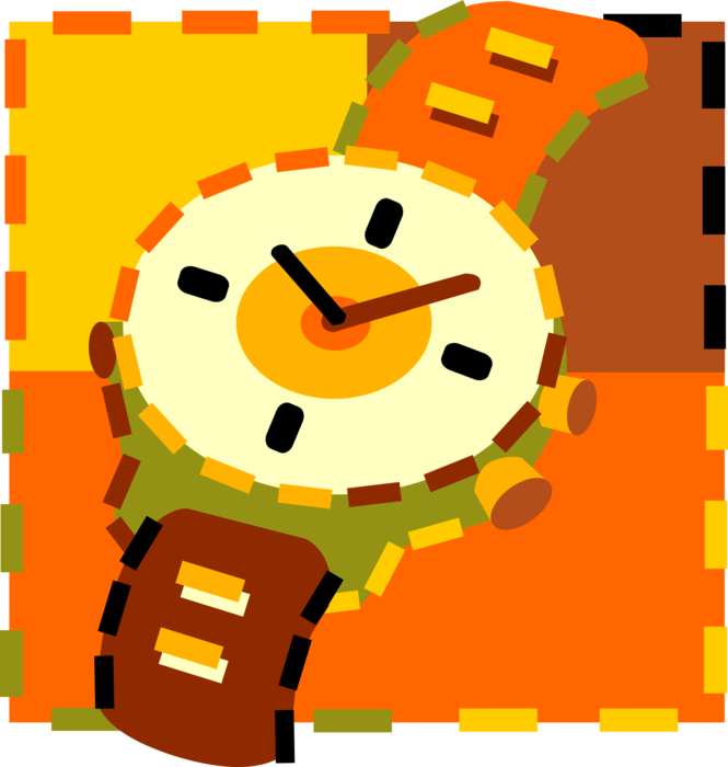 Vector Illustration of Wristwatch Timepiece Watch Keeps Time