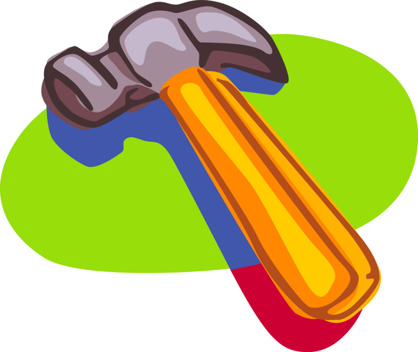 Vector Illustration of Workbench Hammer Tool to Drive Nails