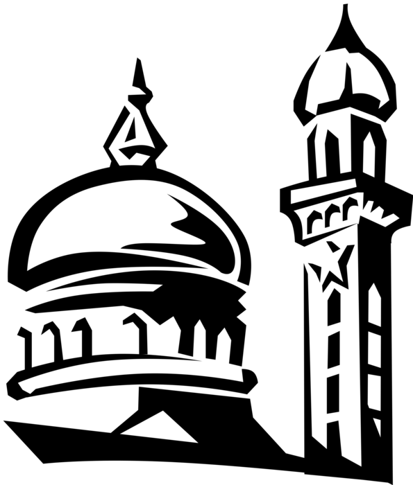 Vector Illustration of Islamic Mosque Dome and Minaret Architecture