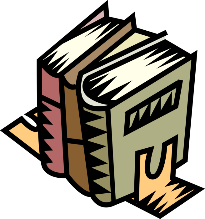 Vector Illustration of Textbook Books as Printed Works of Literature that can be Borrowed from Library