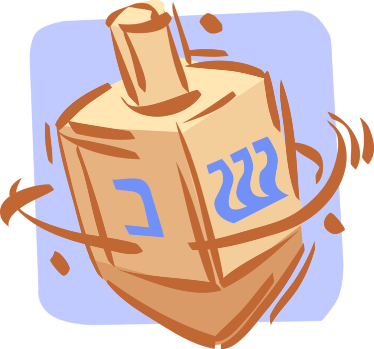 Vector Illustration of Jewish Holiday of Chanukah Hanukkah Dreidel Spinning Top