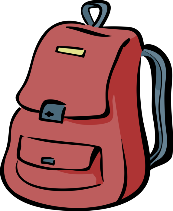 Vector Illustration of Student's School Backpack Knapsack Schoolbag Carries Homework and Books