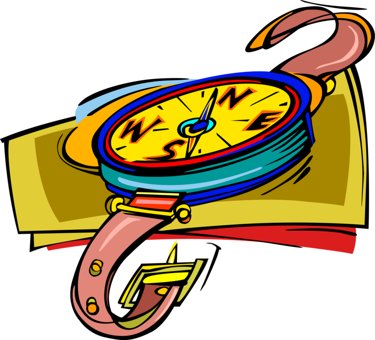 Vector Illustration of Magnetic Compass for Navigation and Finding Direction Points to "Magnetic North"