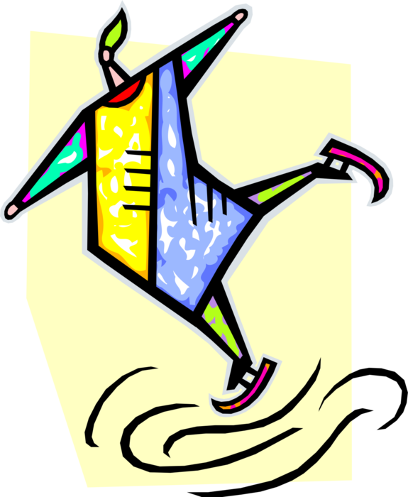 Vector Illustration of Figure Skater on Ice Skates Performs Skating Routine