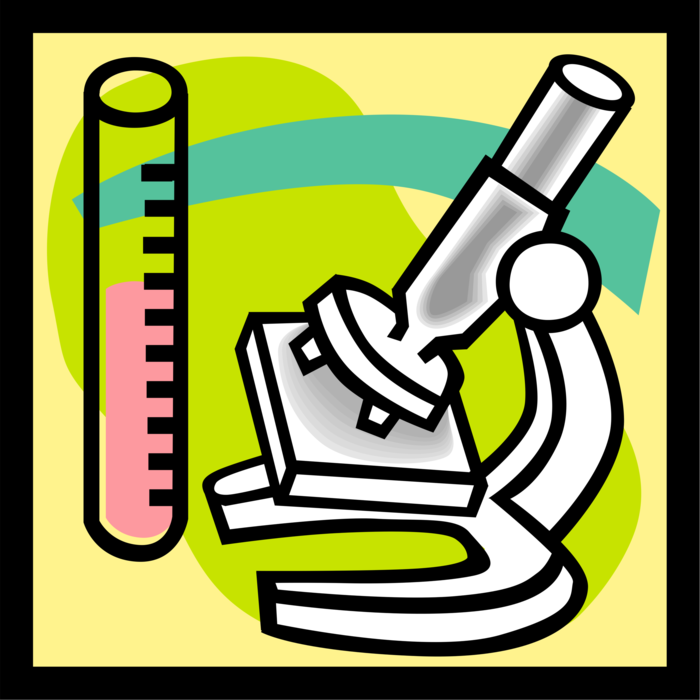 Vector Illustration of Microscope Instrument Sees Objects Too Small for Naked Eye