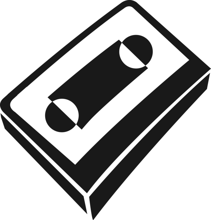 Vector Illustration of Cassette Tape Audio Cassette Magnetic Tape for Audio Recording and Playback