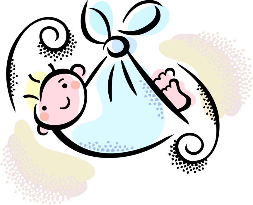 Vector Illustration of Newborn Infant Baby in Blanket