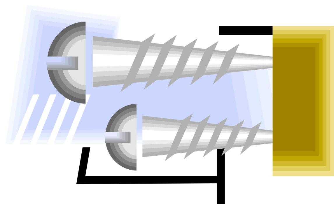 Vector Illustration of Screw Threaded Fastener used in Woodworking or Construction