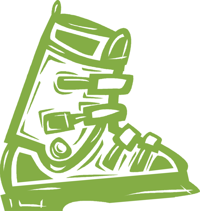 Vector Illustration of Alpine Downhill Skiing Equipment Ski Boot